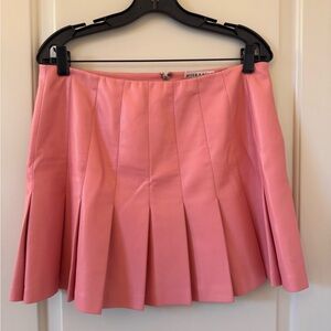 Alice + Olivia Pink Vegan Leather Pleated Skirt